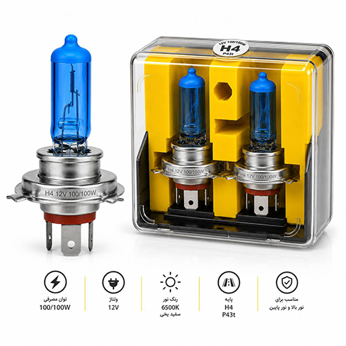 m-285 لامپ دوکنتاکت سفید پایه H4 برند LEE-TECH